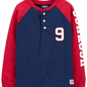 OSHKOSH  RED COLORBLOCK HENLEY L/S T-SHIRT  $23.49 VAT