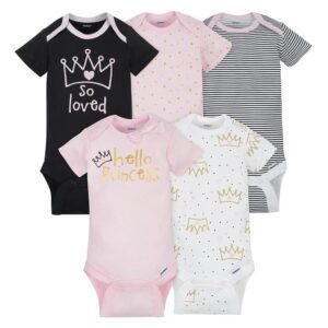 GERBER 5-PACK GIRLS PRINCESS ONESIES SHORT SLEEVE BODYSUITS $26.63 VAT Inclusive