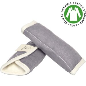 DorDor & GorGor Organic Baby Seat Belt Cushion 100% Cotton Extra Plush Gray 