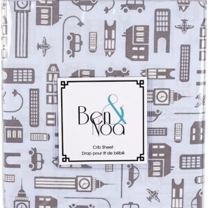 BEN & NOA PERCALE FITTED CRIB SHEET, BLUE CITY $45.38 VAT Inclusive