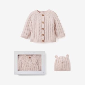 ELEGANT BABY  BOXED CABLE SWEATER & HAT -PINK  $69.25 VAT