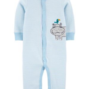 CARTER’S STRIPED HIPPO SNAP-UP COTTON SLEEP & PLAY $13.20 VAT Inclusive