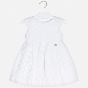 MAYORAL –  WHITE JACQUARD POLKA DOT DRESS $49.23 VAT Inclusive