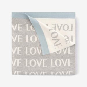 ELEGANT BABY – BLUE LOVE COTTON KNIT BABY BLANKET $64.85 VAT Inclusive