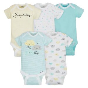 GERBER 5-PACK NEUTRAL CLOUD ONESIES SHORT SLEEVE BODYSUITS $26.63 VAT Inclusive