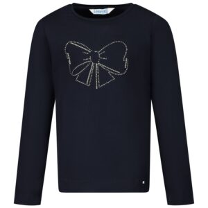MAYORAL  MARINO LONG SLEEVE NAVY BLUE BOW DESIGN TOP $19.32 VAT