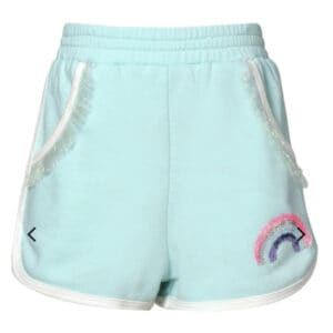 BABYSARA MINT SHORTS W/RAINBOW PATCH DETAIL $52.25  VAT