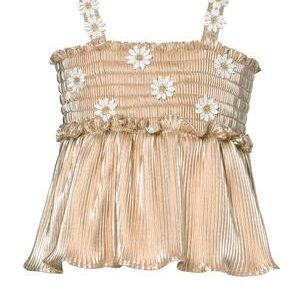 BABYSARA TODDLER GIRL GOLD PLEATED SMOCKED TOP $77.00 VAT