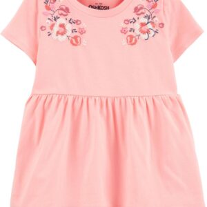 OSHKOSH BABY GIRL CORAL PEPLUM SHIRT W/FLORAL ART  $19.32 VAT