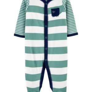 CARTER'S  BABY B GREEN STRIPE L/S SLEEP N PLAY $14.52 VAT