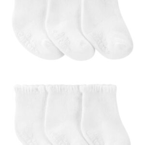 CARTER'S GIRL WHITE SCALLOPED  6-PACK CREW SOCKS $18.81 VAT