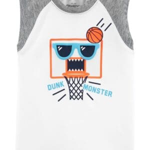 OSHKOSH  TODDLER BOY KNIT ACTIVE TEE WHITE/GREY  $15.95 VAT