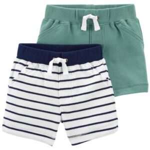 CARTER'S    STRIPE/GREEN 2PK SHORTS  $20.02  VAT