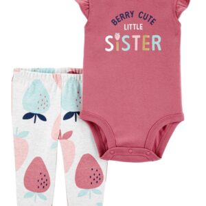 CARTER'S  BABY G BODYSUIT PANTS SET-BERRY CUTE  $21.95 VAT