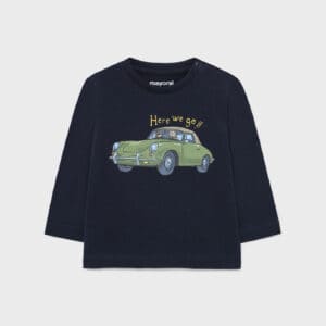 MAYORAL  BABY B NAVY CAR DESIGN T-SHIRT L/S  $20.79 VAT