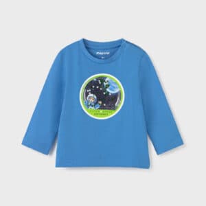 MAYORAL  BABY B BLUE OUTER SPACE LONG SLEEVES T-SHIRT  $23.93 VAT