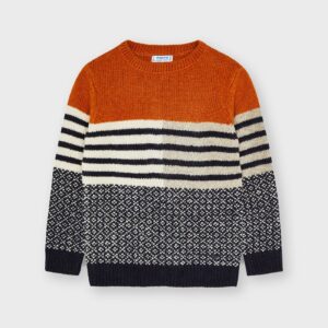 MAYORAL  DK ORANGE MULTI PATTERN KNITTED SWEATER  $48.18 VAT