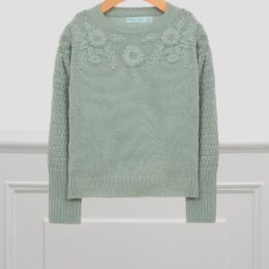 ABEL & LULA  GREEN FLORAL APPLIQUE SWEATER  $64.52 VAT