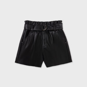 MAYORAL  TWEEN G BLACK LEATHER BERMUDA SHORTS &BELT  $48.24 VAT