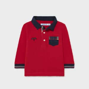 MAYORAL BABY B RED LONG SLEEVE POLO $30 