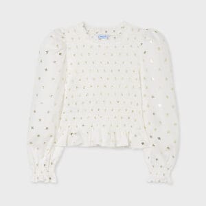 MAYORAL  ANTIQUE WHITE HONEYCOMB  BLOUSE $50.00 VAT