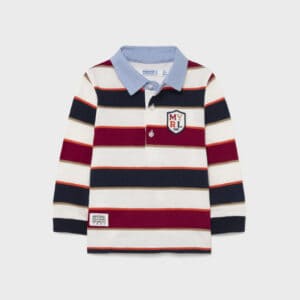 MAYORAL  BABY B BURGUNDY STRIPE  L/S POLO  $34.49VAT