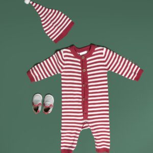 ELEGANT BABY RED STRIPED JUMPSUIT & HAT  $71.50 VAT