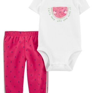 CARTER'S  BABY G BODYSUIT-PANTSET PINK WATERMELON $22.77 VAT