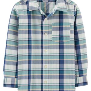 CARTER'S TWEEN B GREEN-BLUE PLAID BUTTONFRONT SHIRT $26.57 VAT