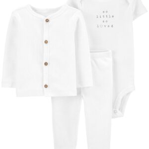 CARTER'S  3-PC  WHITE SO LITTLE SO LOVED OUTFIT $24.70 VAT