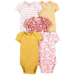CARTER'S  BABY G 5PK MUSTARD-PINK BODYSUIT $31.35 VAT
