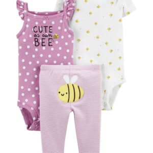 CARTER'S  BABY G 3PC LILAC DOTS CUTE AS CAN BEE OUTFIT $25.25 VAT