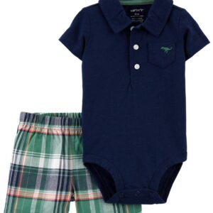 CARTER'S  BABY B 2PC NAVY/PLAID SET  $22.77 VAT