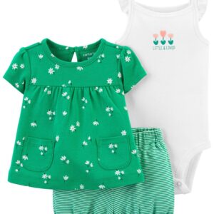 CARTER'S  BABY G 3PC GREEN LITTLE&LOVED OUTFIT $26.90 VAT
