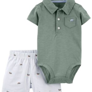 CARTER'S  BABY B 2PC GREEN/ STRIPES SET  $22.77 VAT