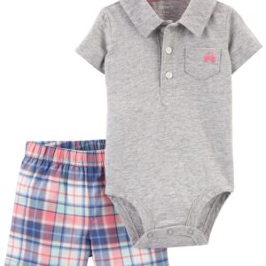 CARTER'S BABY B 2PC GREY/PLAID SET $22.77 VAT