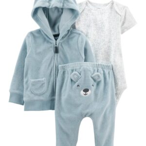 CARTER'S BABY B 3PCMINT BEAR HOODED CARDI SET $31.35 VAT
