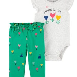 CARTER'S  BABY G GREY FLOWER BODYSUIT PANTS SET  $21.12 VAT
