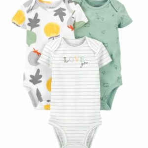 CARTER'S BABY NEUTRAL 3PK BODYSUIT VEGGIES $21.29 VAT