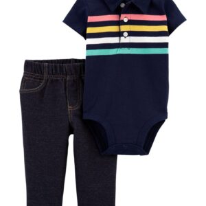CARTER'S BABY B 2PC NAVY STRIPED BODYSUIT SET $22.77 VAT