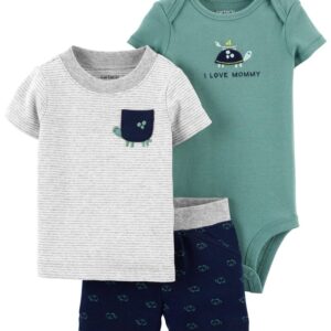 CARTER'S  BABY B 3PC GREY STRIPES TURTLE POCKET  SET  $26.90 VAT