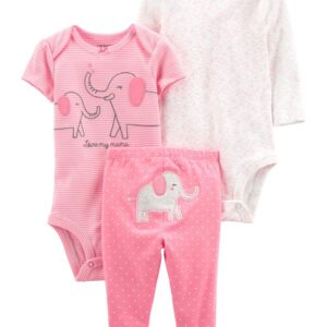CARTER'S  BABY G 3PC PINKELEPHANT  SET $25.25 VAT