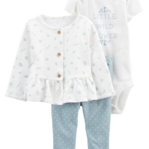 CARTER'S  BABY G 3PC CARDI SET LITTLE WILD FLOWER  $26.90 VAT