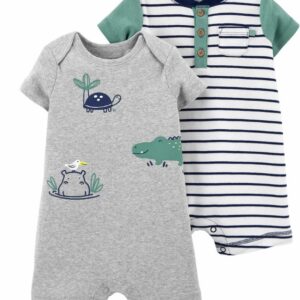 CARTER'S  BABY B 2PC GREY MULTI SNAPUNDER SET $26.90 VAT