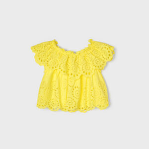 MAYORAL  GIRL LEMON KNIT EYELET BLOUSE  $44.39 VAT