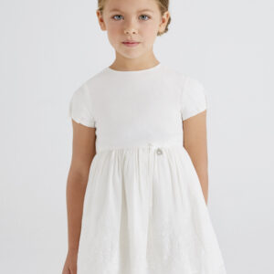MAYORAL ANTIQUE-WHITE LINEN EMBROIDERED DRESS  $79.70 VAT