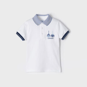 MAYORAL  B WHITE-STRIPES COLAR S/S POLO SHIRT $42.41 VAT
