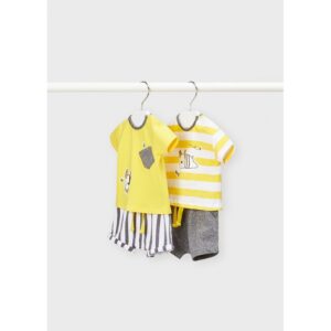 MAYORAL  BABY B YELLOW-ENERGY  4 PC KNIT SHORT SET  $56.60  VAT