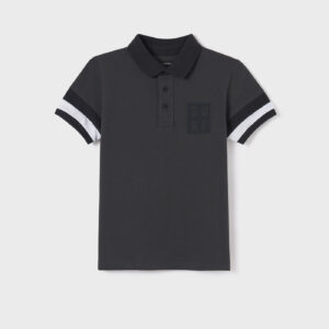 MAYORAL  TWEEN B CHARCOAL-GREY  STRIPED SLEEVES POLO  $40.59 VAT   $