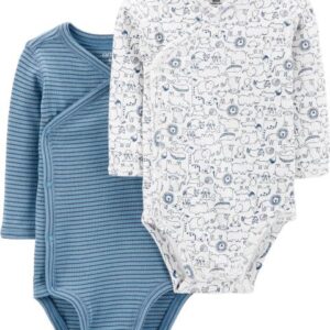 CARTER'S   BABY B 2PK L/S BLUE/MULTI SAFARI ONESIE   $17.82 VAT